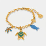 Bracciale in Metallo con tartaruga verde, pesce e stella marina SICILY - gioiello BySimon