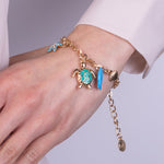 Bracciale in Metallo con tartaruga verde, pesce e stella marina SICILY - gioiello BySimon