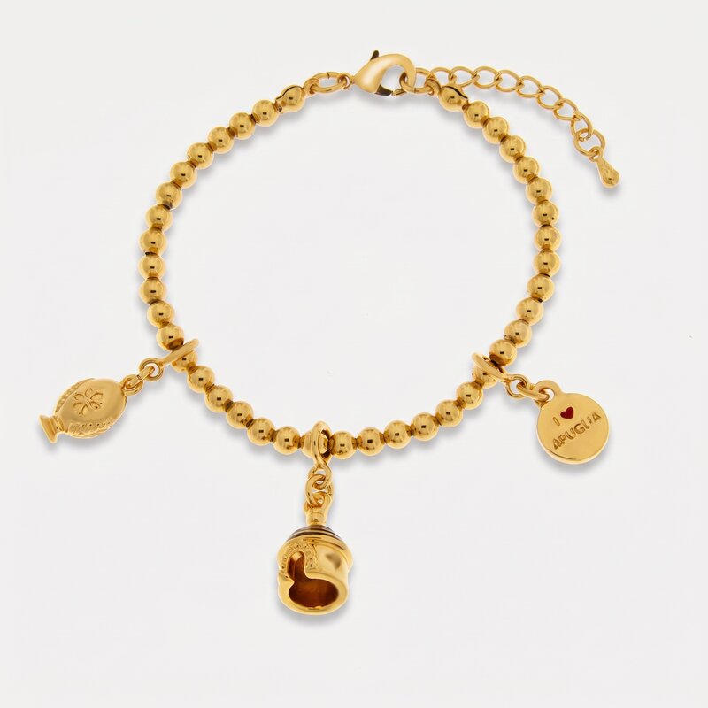 Bracciale in Metallo con trullo e piccolo pumo - BYSIMON gioielli