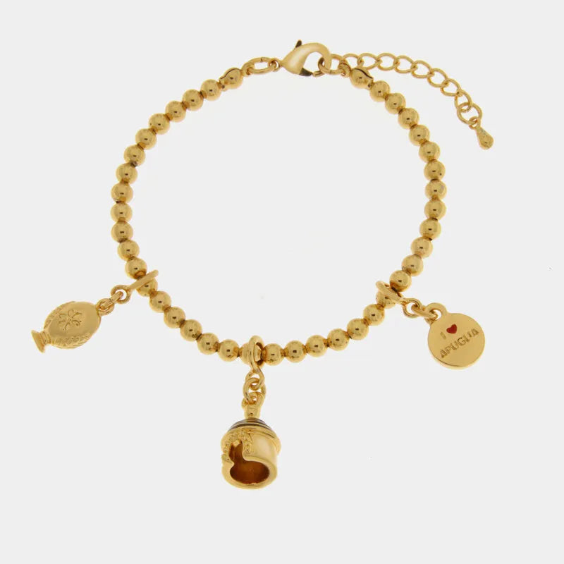 Bracciale in Metallo con trullo e piccolo pumo - BYSIMON gioielli