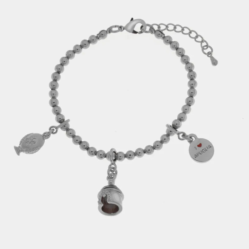 Bracciale in Metallo con trullo e piccolo pumo - BYSIMON gioielli