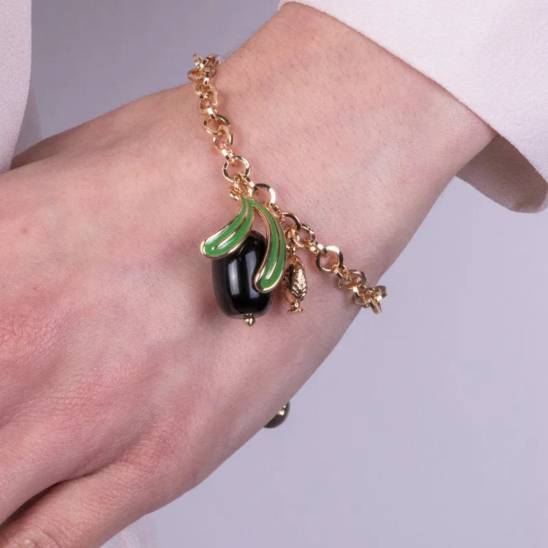 Bracciale con olivo e pumo pugliese pendente | gioielli pugliesi | BYSIMON