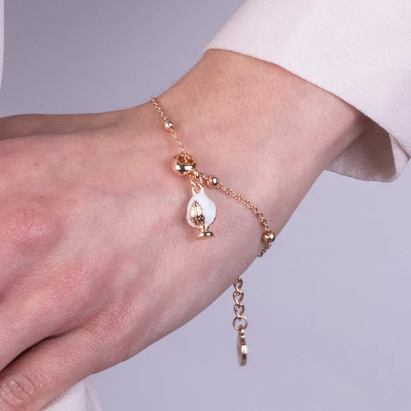 Bracciale in Metallo con pumo bianco - BYSIMON gioielli