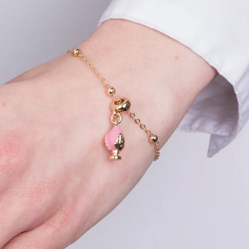 Bracciale in Metallo con pumo rosa - BYSIMON gioielli