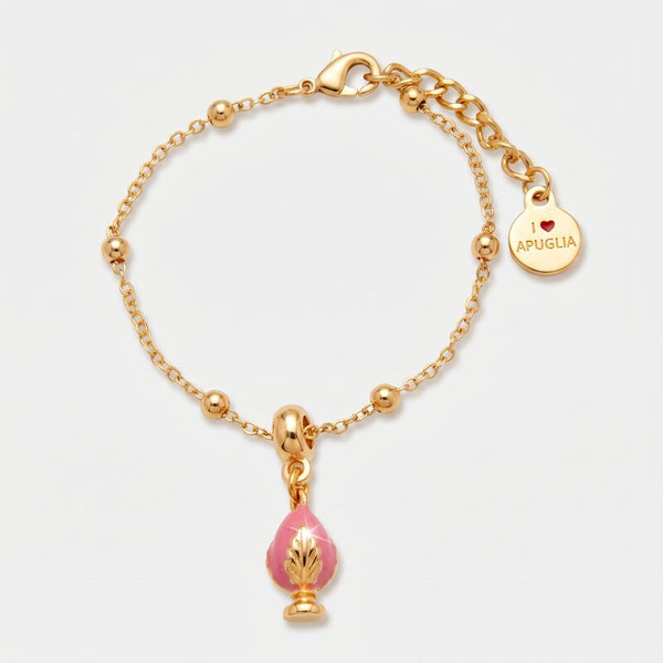 Bracciale con pumo pugliese rosa | gioielli pugliesi portafortuna | BYSIMON