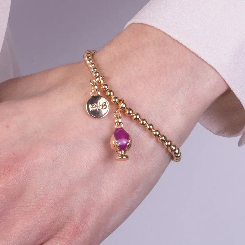 Bracciale in Metallo con pumo viola - BYSIMON gioielli