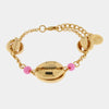 Bracciale in Metallo con conchiglia e perline rosa