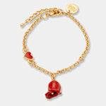 Bracciale in Metallo con rosa rossa e cuore - BYSIMON gioielli