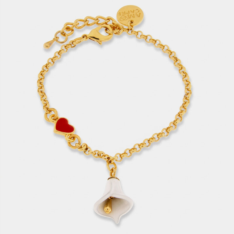 Bracciale in Metallo con campanella a forma di calla bianca - BYSIMON gioielli