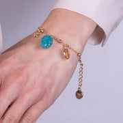 Bracciale in Metallo con pigna  turchese portafortuna e trinacria