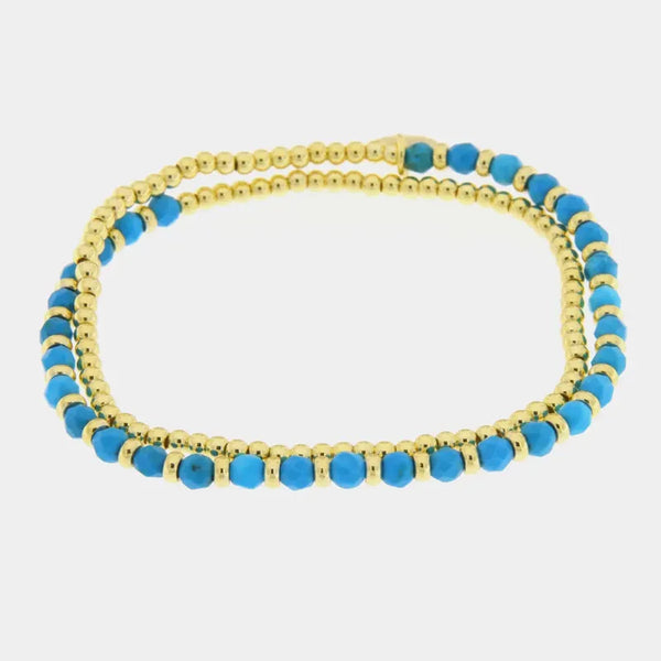 Bracciale in Metallo doppio filo con pietre azzurre