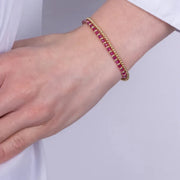 Bracciale in Metallo doppio filo con pietre rosse