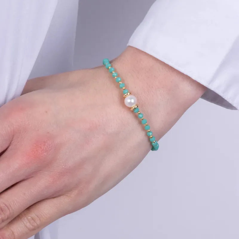 Bracciale in Metallo con pietre verdi