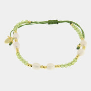 Bracciale in Metallo cordino con pietre verdi