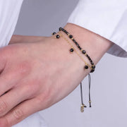 Bracciale in Metallo cordino con pietre nere