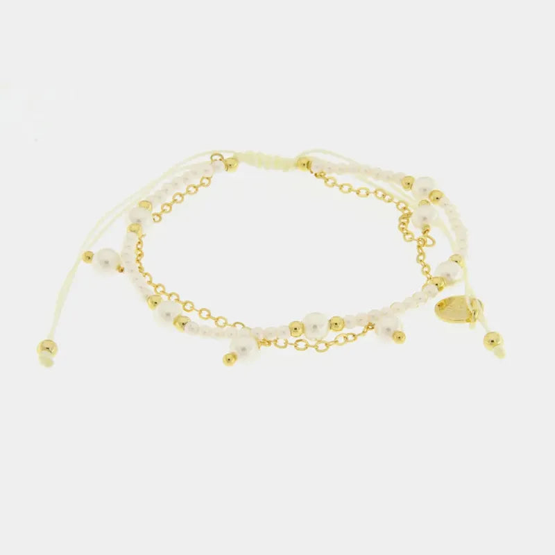 Bracciale in Metallo cordino con pietre bianche