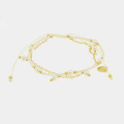 Bracciale in Metallo cordino con pietre bianche