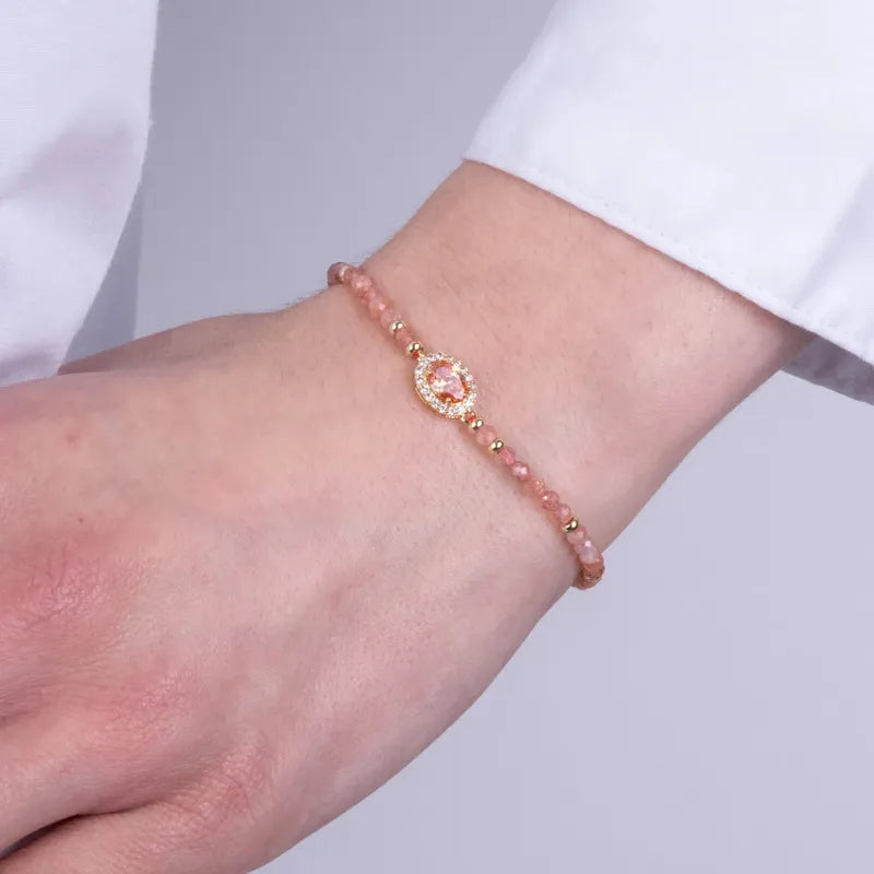 Bracciale in Metallo  con pietre rosa