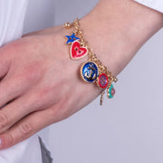 Bracciale in Metallo con ciondolo ancors e bottoni colorati