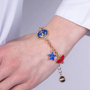 Bracciale in Metallo con ciondolo ancora e bottoni colorati