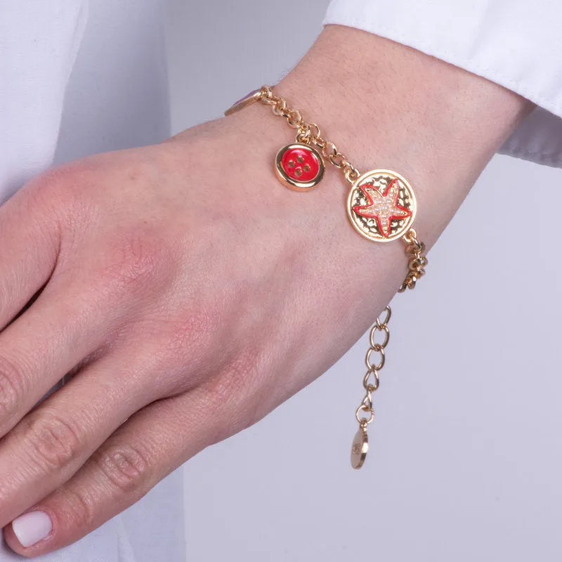 Bracciale in Metallo con stella marina e bottoni