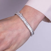 Bracciale in Metallo tennis semirigido semirigido con cristalli trasparenti