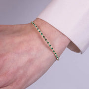 Bracciale in Metallo tennis semirigido con cristalli trasparenti e verdi