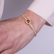 Bracciale in Metallo tennis semirigido con cristallo champagne rettangolare