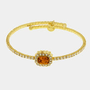 Bracciale in Metallo tennis semirigido con cristallo champagne rettangolare