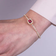 Bracciale in Metallo tennis semirigido con cristallo rosso rettangolare