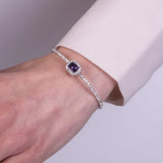 Bracciale in Metallo tennis semirigido con cristallo viola rettangolare