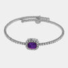 Bracciale in Metallo tennis semirigido con cristallo viola rettangolare