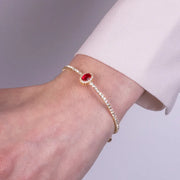 Bracciale in Metallo tennis semirigido con cristallo rosso centrale