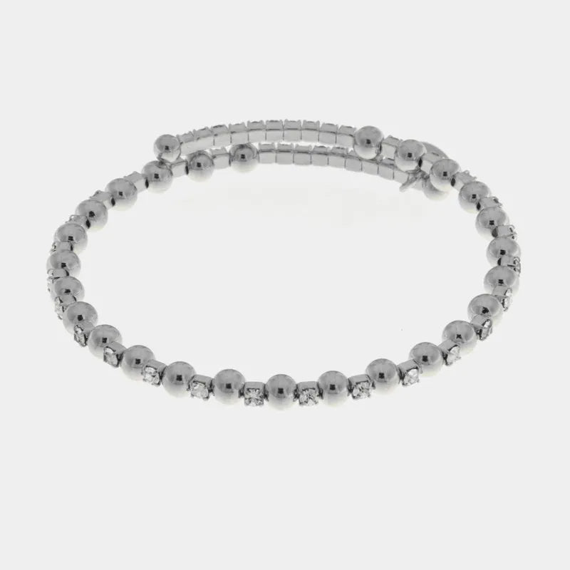 Bracciale in Metallo tennis semirigido con cristalli e sfere