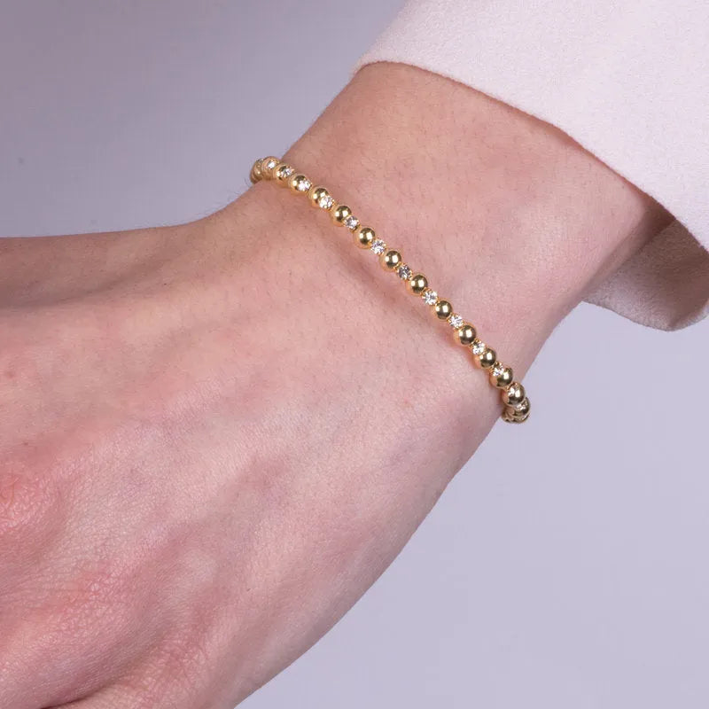 Bracciale in Metallo tennis semirigido con cristalli e sfere