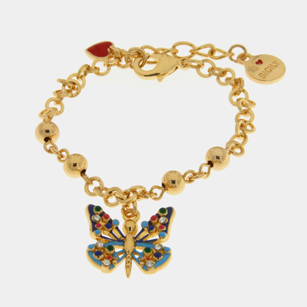 Bracciale in Metallo con farfalla colorata - BYSIMON gioielli