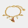 Bracciale in Metallo con farfalla rossa e perle