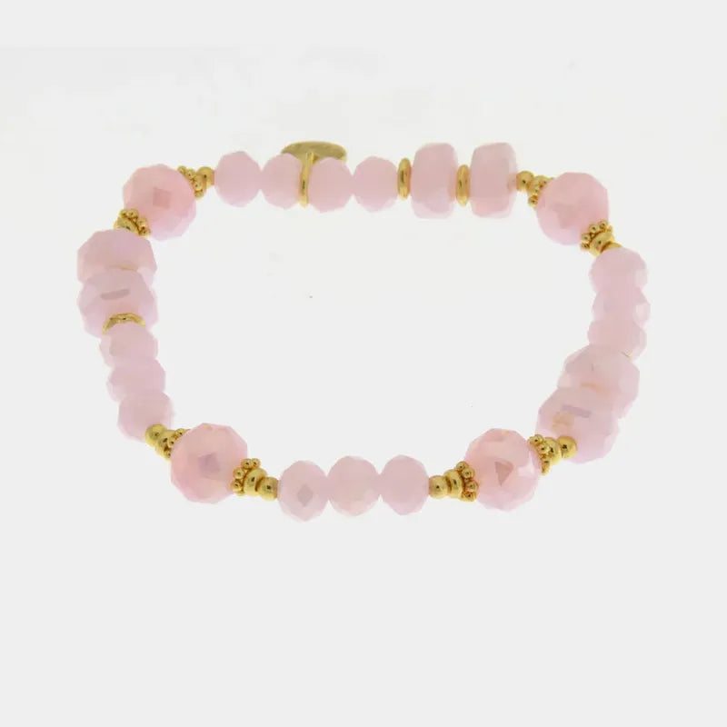 Bracciale in Metallo con sfere rosa e dettagli dorati
