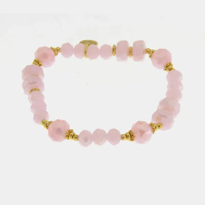 Bracciale in Metallo con sfere rosa e dettagli dorati