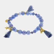 Bracciale in Metallo con sfere blu e stella marina