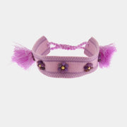 Bracciale in Metallo in tessuto colore viola con fiorellini