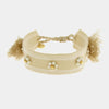 Bracciale in Metallo  in tessuto colore panna con fiorellini