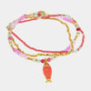 Bracciale in Metallo con perline rosse e ciondolo pesciolino