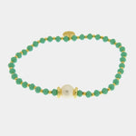 Bracciale in Metallo perla sintetica centrale e cristalli verde
