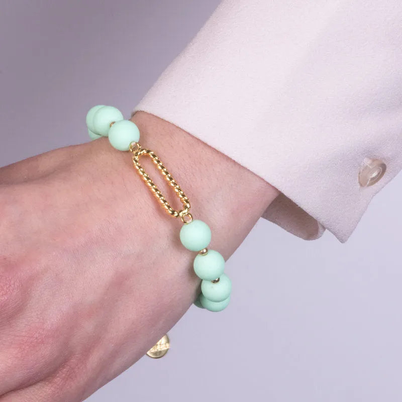 Bracciale in Metallo con pietre verdi - BYSIMON gioielli
