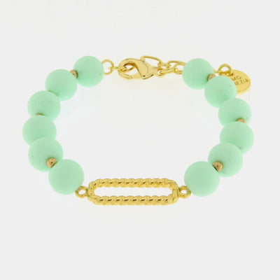 Bracciale in Metallo con pietre verdi - BYSIMON gioielli