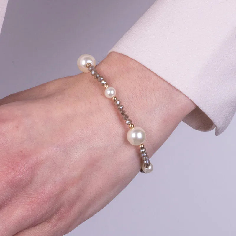 Bracciale in Metallo con perline e cristalli - BYSIMON gioielli