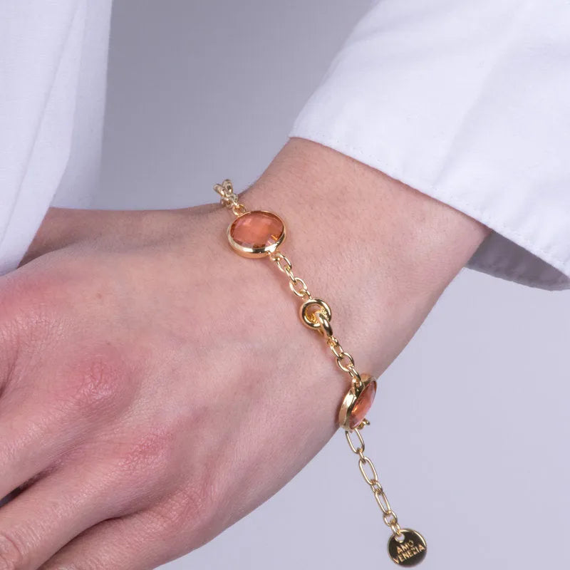 Bracciale in Metallo con cristalli arancioni - BYSIMON gioielli