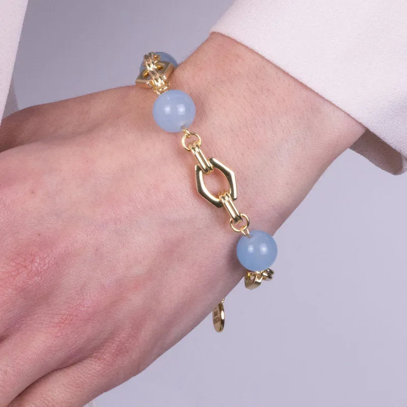 Metal Bracelet with Blue Crystals