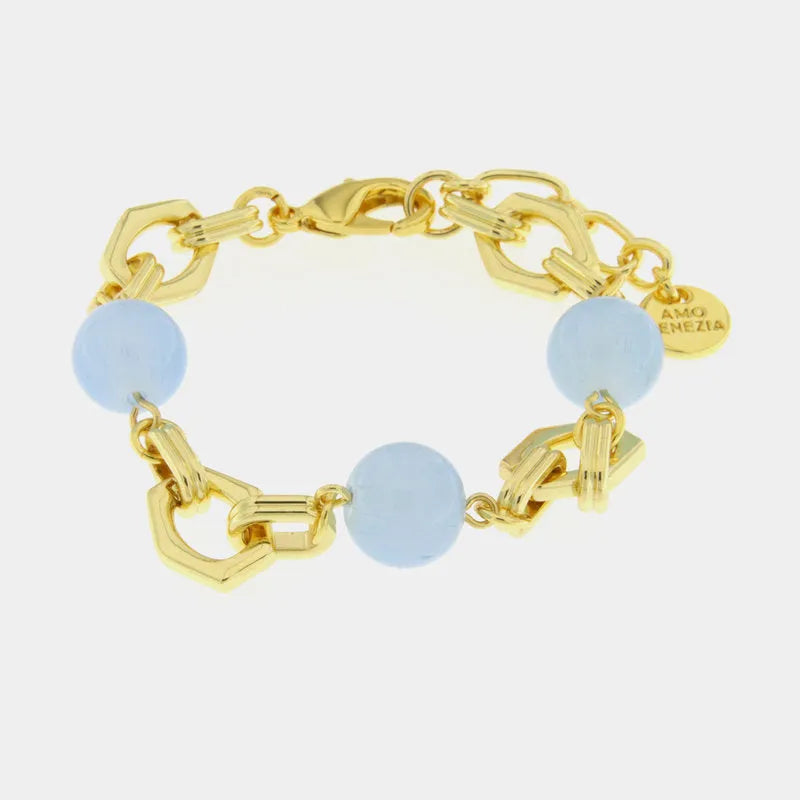 Metal Bracelet with Blue Crystals